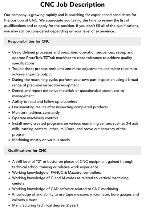 cnc machine technician job description|cnc setter job description.